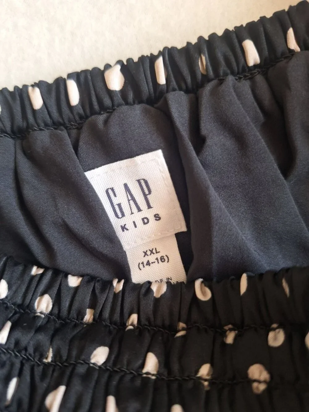 💙 Gap Kids Girls XXL 14-16 Womens Size S Black Polka Dot Smocked Puff Sleeve Dr